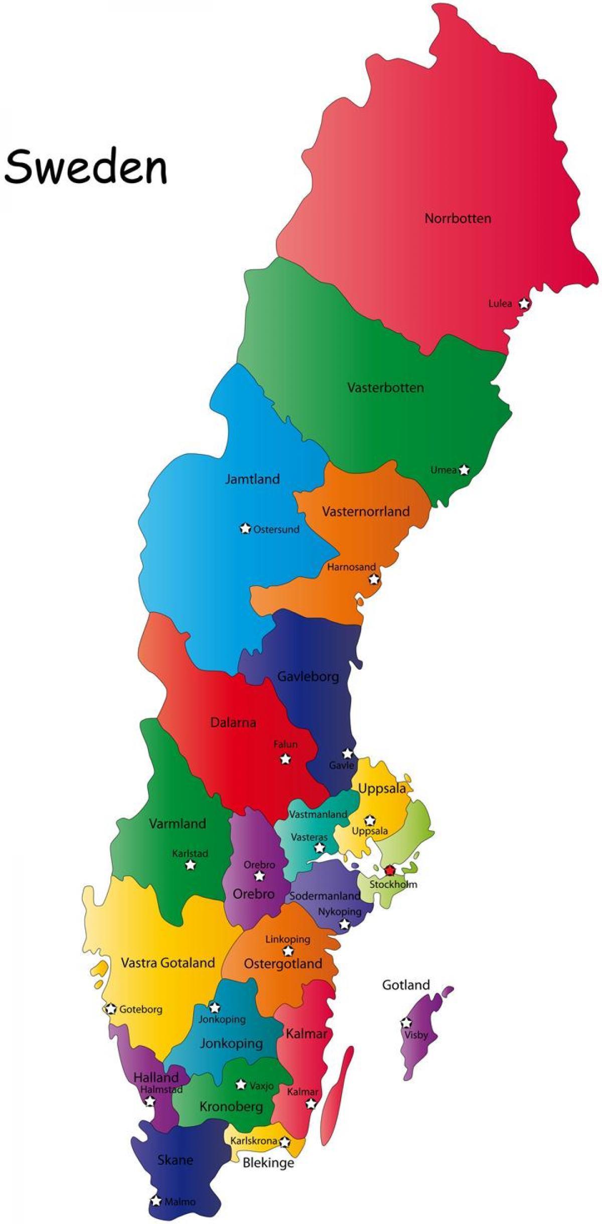 ruotsin läänit kartta Ruotsi kartta läänit   Kartta ruotsin maakunnat (Pohjois Eurooppa 